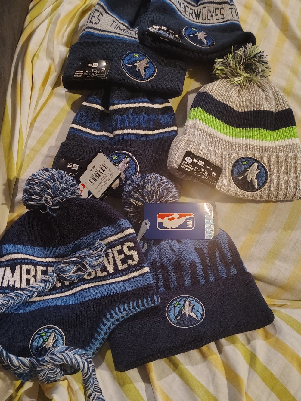 Minnesota Timberwolves Kids Pom Beanie - Blue / Gray